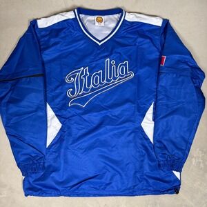 Vintage Italia FIBS Baseball Softball Windbreaker Pullover Blue XXL Jacket